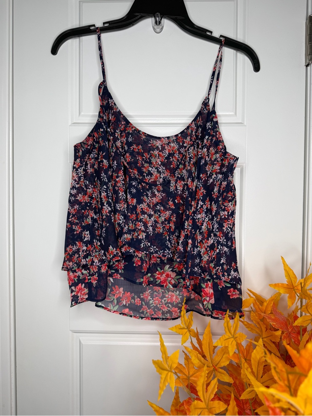 Express Navy Floral Spaghetti-Strap Camisole - Picture 3 of 3